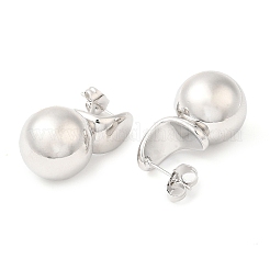 Латунные серьги-гвоздики с круглыми шариками и подвесками&nbsp;EJEW-K251-02P