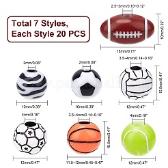 140шт 7 стиля непрозрачные акриловые бусины&nbsp;SACR-PH0006-09