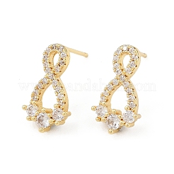 Серьги-гвоздики с микропаве из прозрачных кубических цирконий в форме бесконечности&nbsp;EJEW-F400-13G