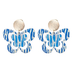 Серьги-гвоздики с подвесками из акрила и бабочки с латунным принтом&nbsp;EJEW-JE06431-03