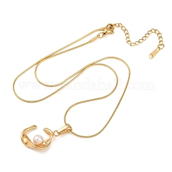 Ожерелья с подвесками из нержавеющей стали 304 с акриловым искусственным жемчугом&nbsp;NJEW-H088-05B-G