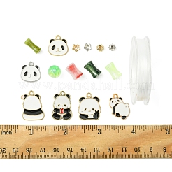 Наборы для изготовления браслетов из бамбука и панды из акрила и эмали из сплава&nbsp;DIY-FS0007-48