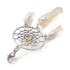 Сетка/паутина из сплава с подвесками из натурального желтого кварца&nbsp;HJEW-TA00194-01