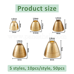 50 шт. 5 латунных наконечника для шнура&nbsp;KK-FH0008-21