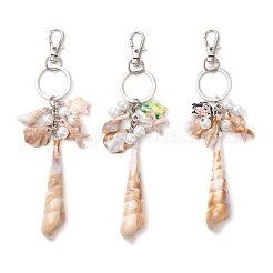 3 шт. брелок из непрозрачной акриловой имитации ракушки и синтетической бирюзы&nbsp;KEYC-JKC01337