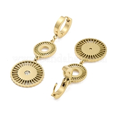 Плоские круглые серьги-подвески из нержавеющей стали 304&nbsp;EJEW-L283-059G