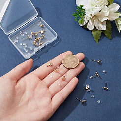 9 пара латунных сережек-гвоздиков&nbsp;KK-BC0011-14