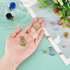 8 шт. 8 цвета шестиугольник кукольный домик миниатюрный стеклянные пробковые бутылки украшение&nbsp;AJEW-PH0018-02