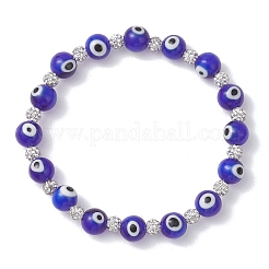 Браслеты ручной работы из круглых бусин в технике лэмпворк с изображением сглаза&nbsp;BJEW-JB13381
