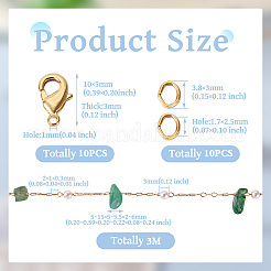 3 м наборы для изготовления ожерелья из натуральной зеленой авантюриновой крошки и АБС-пластика с имитацией жемчуга&nbsp;CHC-TA0001-30A