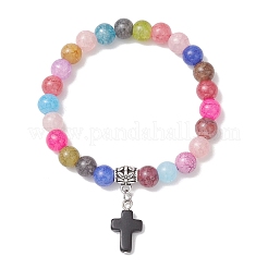 Браслеты с подвесками-крестиками из синтетической бирюзы&nbsp;BJEW-JB13099