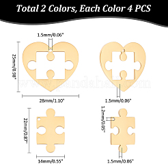 8 комплект 2-х цветных ионно-покрытых (IP) подвесок из нержавеющей стали 304&nbsp;STAS-UN0055-50
