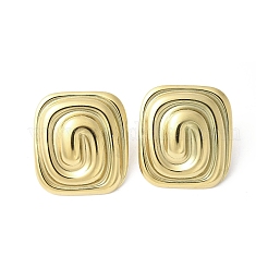 Прямоугольные серьги-гвоздики из нержавеющей стали 304 со спиральными серьгами&nbsp;LS-EJEW-V006-05G