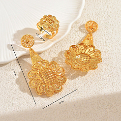 Комплекты из винтажных сплавов с полыми цветами и кольцами-манжетами для женщин&nbsp;MI8372