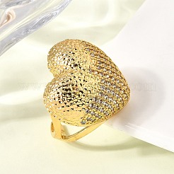 Открытые манжеты из латуни с микропаве и прозрачным цирконием для женщин&nbsp;RJEW-I111-09G