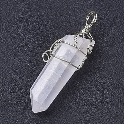 Натуральный кристалл кварца двойные заостренные большие подвески&nbsp;G-P253-01S