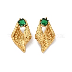 Серьги-гвоздики из нержавеющей стали 304 с огранкой «конч»&nbsp;LS-EJEW-M105-04G