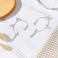 2 шт. 2 стильные серьги-каффы в виде бабочки из сплава со стразами&nbsp;EJEW-LP0012-12P