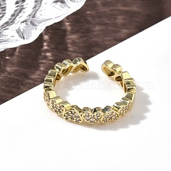 Латунные микро проложить манжеты кольца кубического циркония&nbsp;RJEW-H256-21G