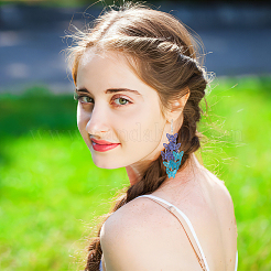 4 пара двухцветных сережек-бабочек из латуни&nbsp;EJEW-AN0003-80