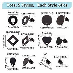 30 шт. 5 шт. фурнитура для сережек-гвоздиков из нержавеющей стали 304 STAS-SC0004-31