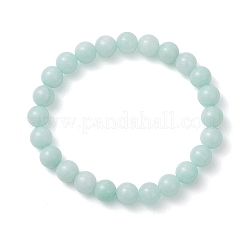 Браслеты из окрашенных натуральных малазийских нефритовых круглых бусин на эластичной основе для женщин и мужчин&nbsp;BJEW-JB13441