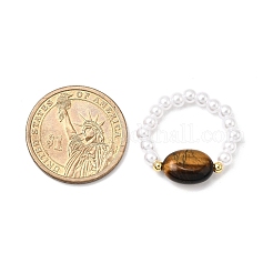 Кольца-растяжки из натурального тигрового глаза для женщин&nbsp;RJEW-JR00916