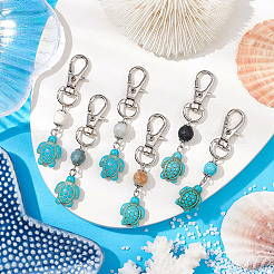 Подвеска с круглыми бусинами в виде черепаховой синтетической бирюзы&nbsp;HJEW-JM02295