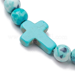 Синтетические браслеты из бисера из белого океанского нефрита&nbsp;BJEW-JB11016-01