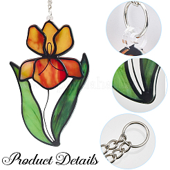 Райская птица цветок окрашенный акриловый кулон украшение&nbsp;HJEW-WH20003-24B
