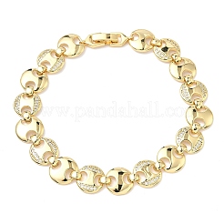 Браслет из плоских цепочек с круглыми звеньями из прозрачного кубического циркония&nbsp;BJEW-G773-06G