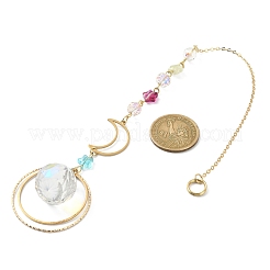 Латунные кольца и стеклянные круглые подвески&nbsp;HJEW-TA00064