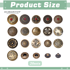 20 шт. 20 стиля кнопок из сплава и латуни&nbsp;BUTT-ME0001-09