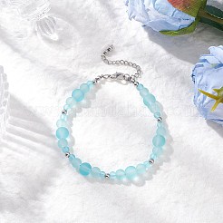 3шт 3-цветные матовые прозрачные стеклянные браслеты с бусинами для женщин&nbsp;BJEW-JB12136