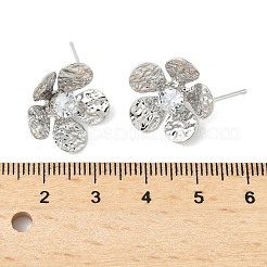 Фурнитура для сережек-гвоздиков из цветочной латуни с микропаве из кубического циркония&nbsp;LS-KK-M326-08P