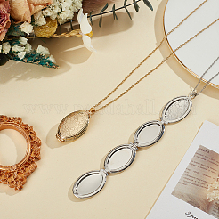 2 шт. 2 цвета из нержавеющей стали цветок овальный медальон кулон ожерелье для женщин&nbsp;NJEW-DR0001-12