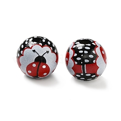 Печатные деревянные круглые бусины&nbsp;WOOD-C012-01A