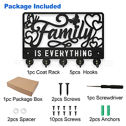 Настенные вешалки из дерева и железа&nbsp;HJEW-WH0055-227