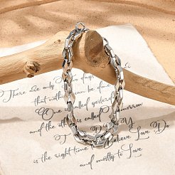 Браслеты-цепочки из нержавеющей стали 304 с ромбовидными звеньями для женщин и мужчин&nbsp;BJEW-F488-60P