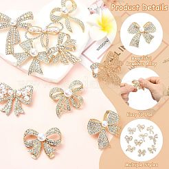 10 шт. 10 стиля броши-банта из сплава со стразами&nbsp;JEWB-CJ0001-76