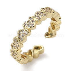 Латунные микро проложить манжеты кольца кубического циркония&nbsp;RJEW-H256-21G