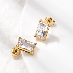 Серьги-гвоздики прямоугольной формы со стразами из нержавеющей стали 304&nbsp;EJEW-K268-51G