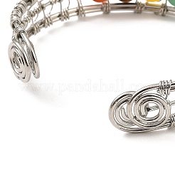 Круглый открытый браслет-манжета из натуральных смешанных драгоценных камней с бусинами&nbsp;BJEW-F459-01M