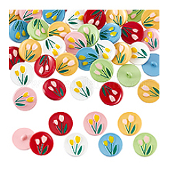 60 шт. двухцветные 6-отверстие окрашенные пуговицы из АБС-пластика&nbsp;BUTT-PH0001-65A