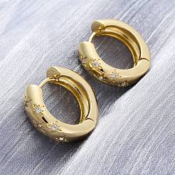 Серьги-кольца со звездами из прозрачного кубического циркония&nbsp;LS-EJEW-C022-06G