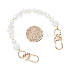 Натуральный кварцевый кристалл и круглая искусственная жемчужина из АБС-пластика удлинительные цепочки&nbsp;AJEW-BA00147-02