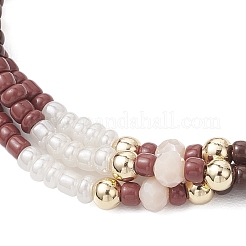 Стеклянные бусины и гальванизированные стеклянные бусины плетеные браслеты из бусин для женщин&nbsp;BJEW-JB12012