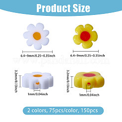 150шт 2 вида цветов ручной работы из стеклянных бусин Миллефиори&nbsp;LAMP-CA0001-14