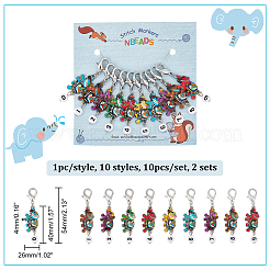 Слон из легированной эмали с подвеской с номером маркеры петель с замком&nbsp;HJEW-AB00007