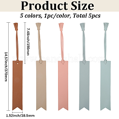 5 шт. 5-х цветная закладка из искусственной кожи с кисточкой&nbsp;AJEW-GF0011-83